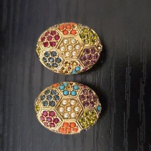 Designer D'Orlan Buried Treasure Collection 1980s 22k Triple Gold Plate Earrings